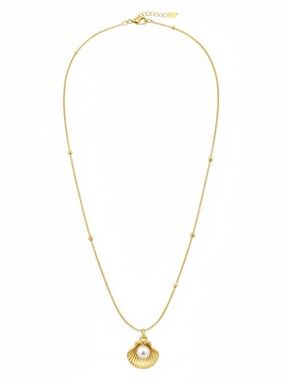 Genuine Pearl Shell stainless steel gold plated necklace